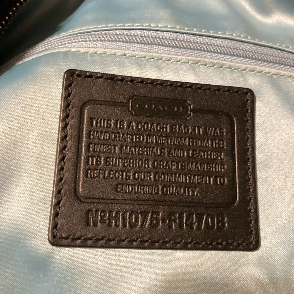 Coach Tan/Black Leather Trim C Signature Jaguar Shoulder Bag Excellent - Picture 8 of 10